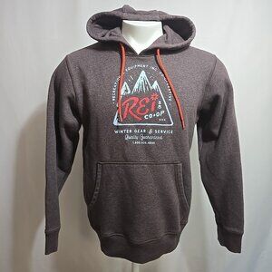 REI Co-Op Hoodie Mens Size Medium Heathered Maroon Graphic Hooded Sweatshirt